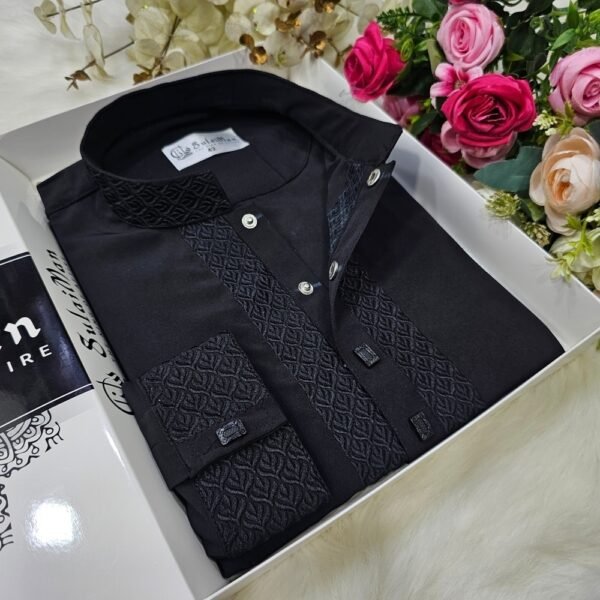 Premium Black Panjabi - Image 3